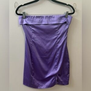 Elegant Purple Silk Strapless Dress